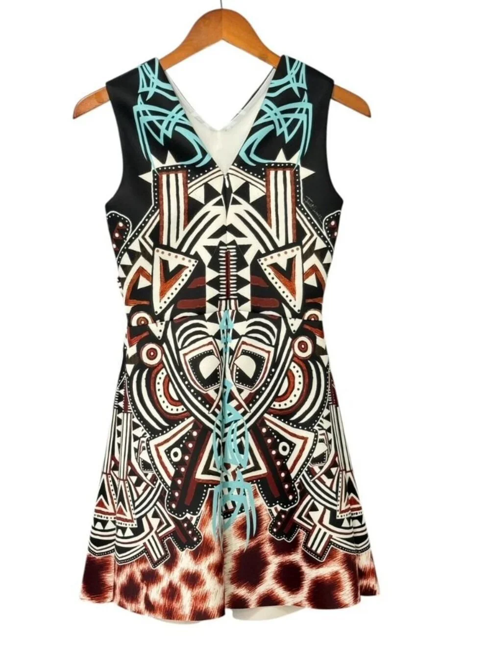 Just Cavalli Roberto Cavalli Mini Dress Tribal Fit Flare Scuba Size 36 IT/XS US